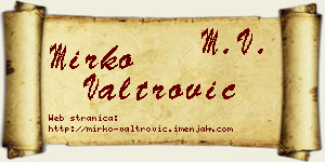 Mirko Valtrović vizit kartica